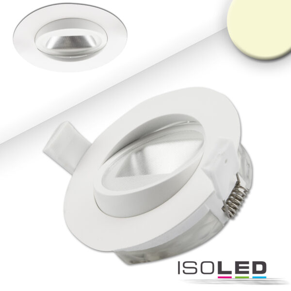 LED Einbaustrahler asymmetrisch COB, weiß, 8W, 50°, IP44, rund, warmweiß, dimmbar