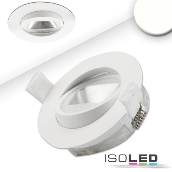 LED Einbaustrahler asymmetrisch COB, weiß, 8W, 50°, IP44, rund, neutralweiß, dimmbar