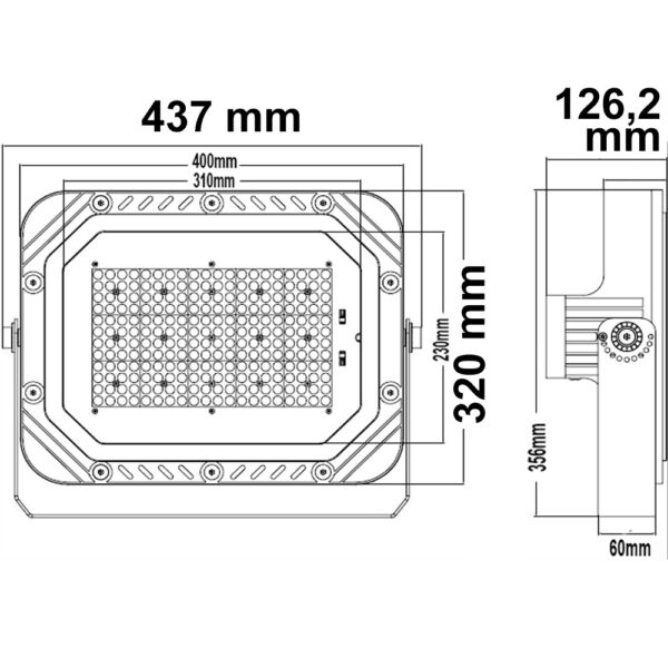 LED Fluter SMD 200W, 75°*135°, kaltweiß, IP66, 1-10V dimmbar