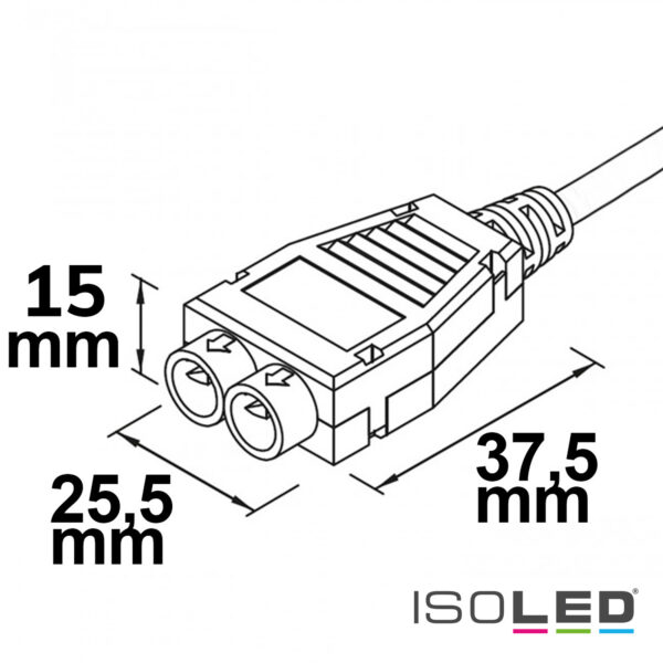 Mini-Plug 2-fach Verteiler female, 1m, 2x0,75, IP54, weiß-grün, max. 48V/6A