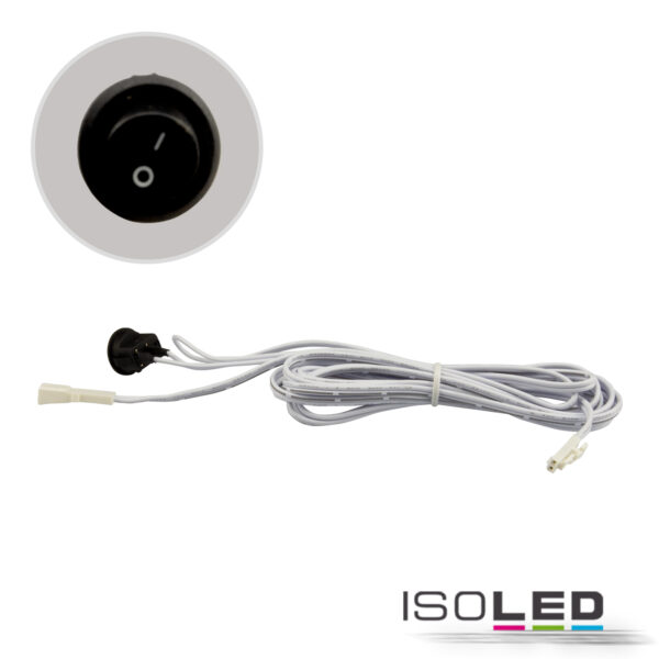 MiniAMP Einbauschalter Ein/Aus, female-Buchse und male-Stecker, 30cm+200cm, 2-polig, weiß, max. 5A