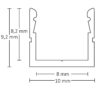 LED Aufbauprofil SURF8 Aluminium eloxiert, 200cm