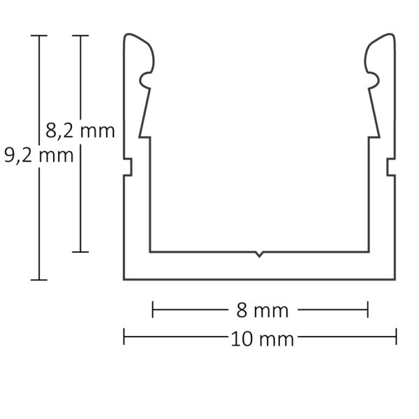 LED Aufbauprofil SURF8 Aluminium eloxiert, 200cm