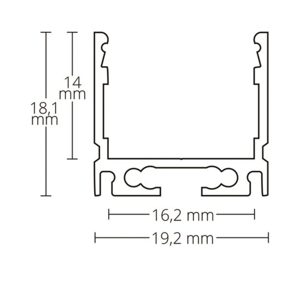 LED Aufbauprofil SURF16 Aluminium eloxiert, 200cm