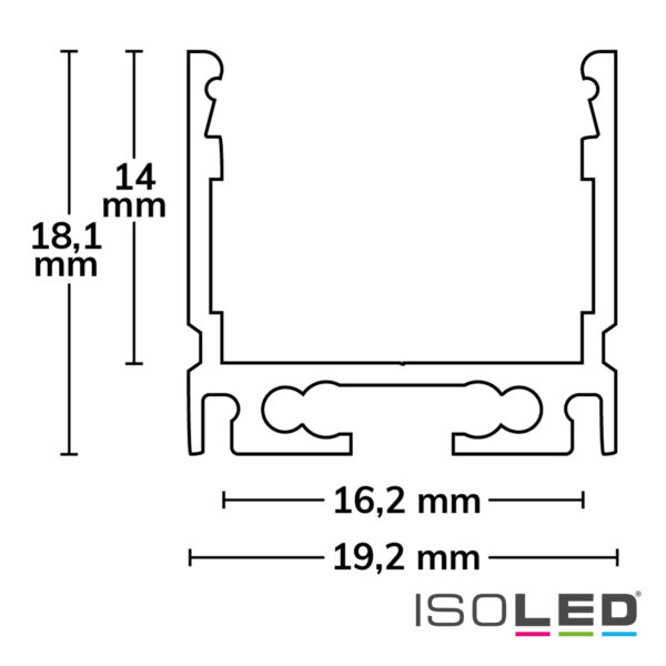LED Aufbauprofil SURF16 Aluminium eloxiert, 200cm