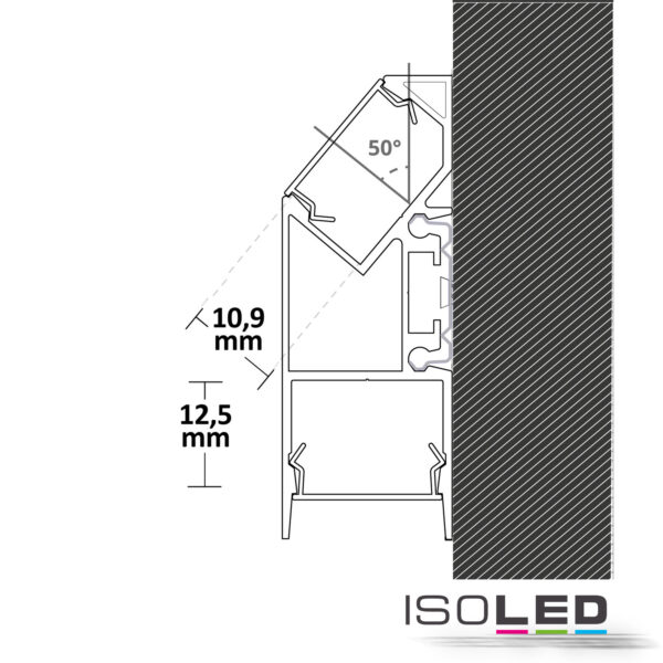 LED Aufbauleuchtenprofil HIDE ASYNC Aluminium weiß RAL 9003, 200cm