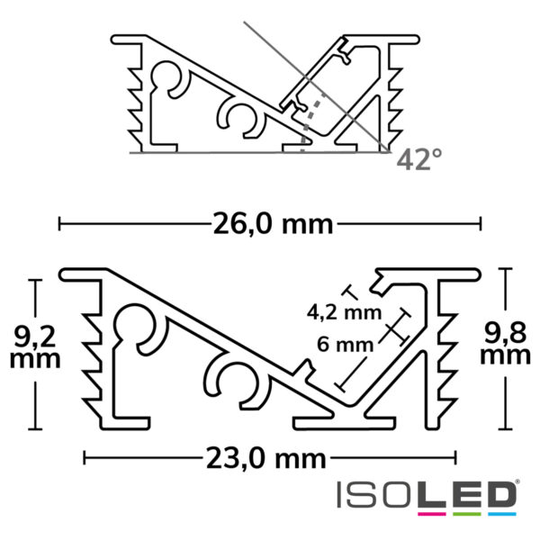 LED Einbauprofil FURNIT6 D Aluminium eloxiert, 200cm