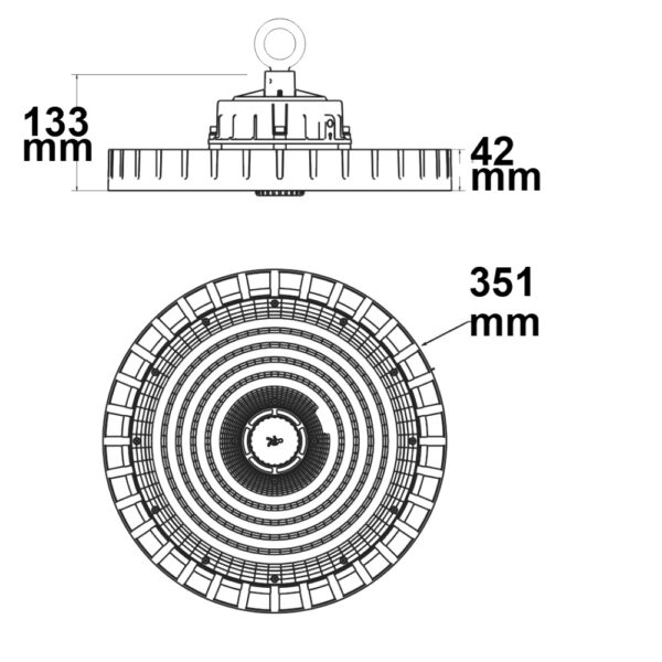 LED Hallenleuchte MS 250W, 90°, IK10, IP65, 1-10V dimmbar, kaltweiß