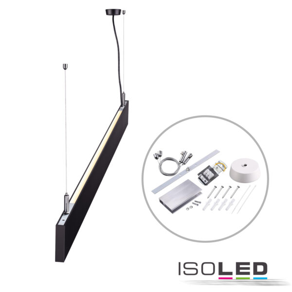 LED Hängeleuchte Linear Up&Down 600, 25W, prismatisch, linear- u. 90° verbindbar, schwarz, warmweiß