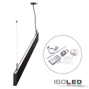 114000_2a LED Hängeleuchte Linear Up&Down 1200, 40W, prismatisch, linear- u. 90° verbindbar, schwarz, warmweiß