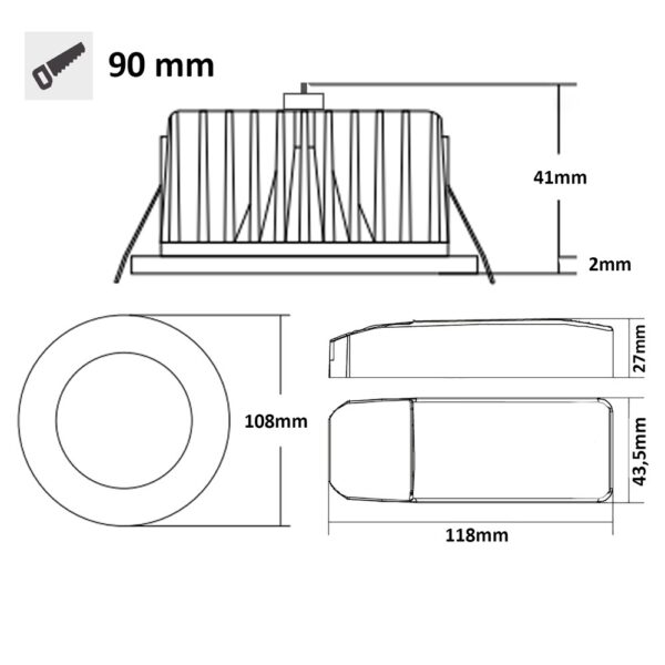 Cover Aluminium rund weiß für Sys-90
