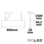 LED Hängeleuchte Linear Up&Down 600, 25W, prismatisch, linear- u. 90° verbindbar, weiß, neutralweiß