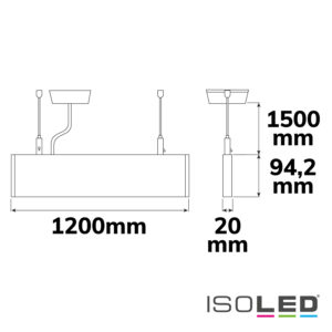 LED Hängeleuchte Linear Up&Down 1200, 40W, prismatisch, linear- u. 90° verbindbar, weiß, neutralweiß