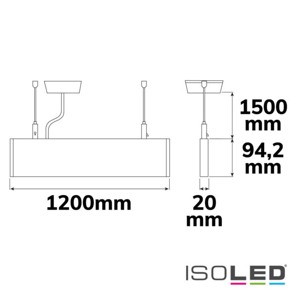 LED Hängeleuchte Linear Up&Down 1200, 40W, prismatisch, linear- u. 90° verbindbar, weiß, neutralweiß