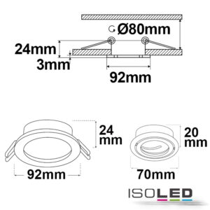 112293_2_iso Einbaurahmen rund, Loch 80mm, schwarz + schwarz, für GU10/MR16 Spots