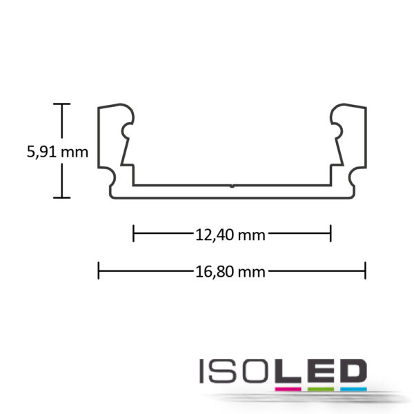 LED Aufbauprofil SURF12 FLAT Aluminium schwarz pulverbeschichtet RAL 9005, 200cm