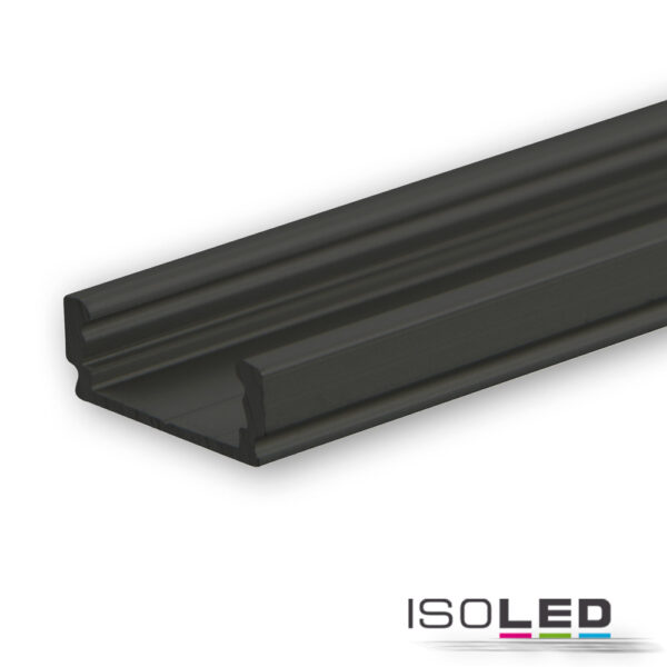 LED Aufbauprofil SURF12 FLAT Aluminium schwarz pulverbeschichtet RAL 9005, 200cm