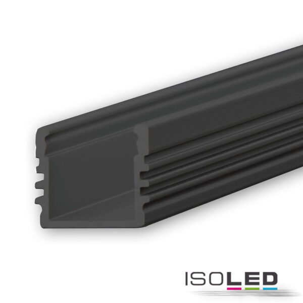 LED Aufbauprofil SURF12 Aluminium schwarz pulverbeschichtet RAL 9005, 200cm
