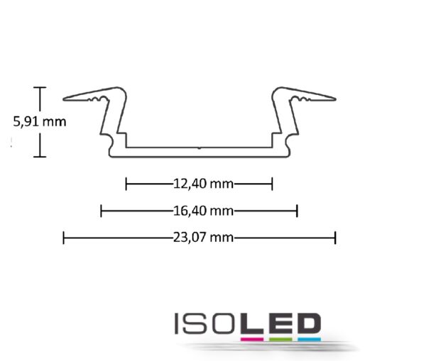 LED Einbauprofil DIVE12 FLAT Aluminium pulverbeschichtet weiß RAL 9010, 200cm