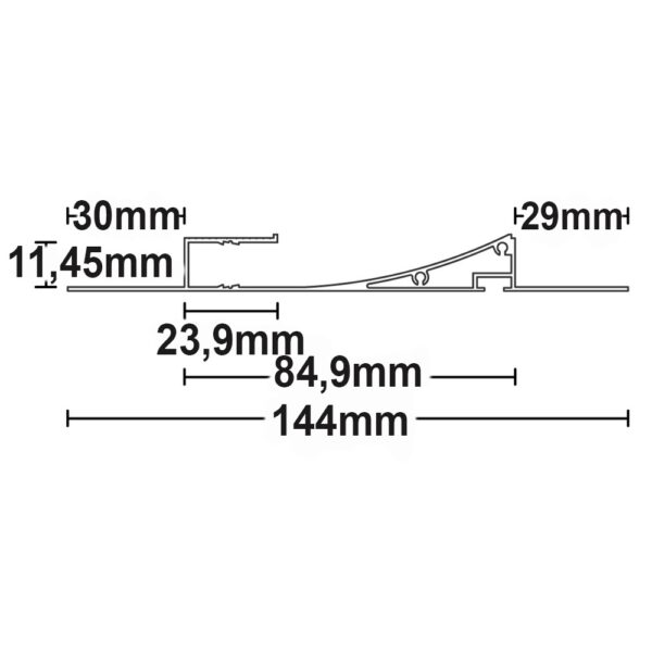 LED Trockenbauleuchte Single Curve, schwarz pulverbeschichtet 200cm