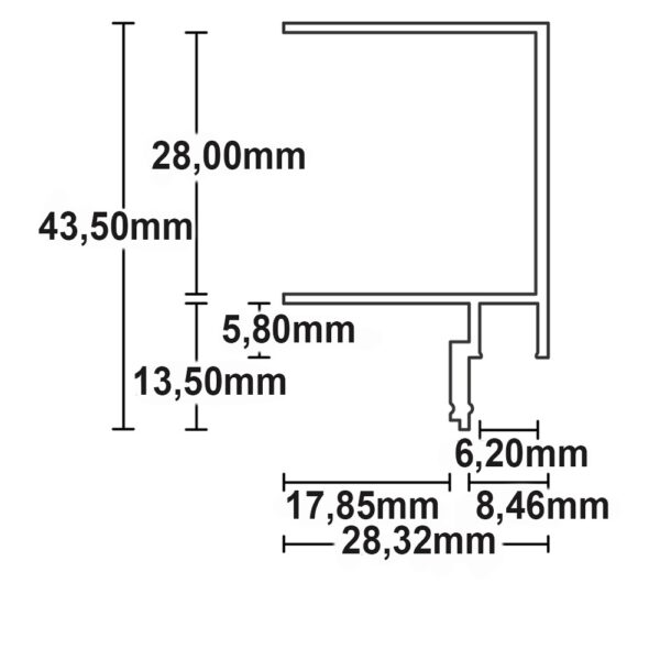 LED Trockenbauprofil Schattenfuge 8, schwarz pulverbeschichtet RAL 9005, 200cm
