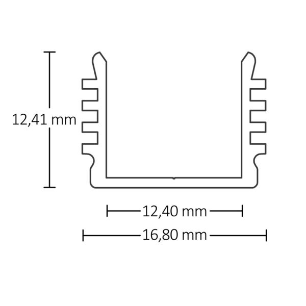 LED Aufbauprofil SURF12 BORDERLESS Aluminium eloxiert, 200cm