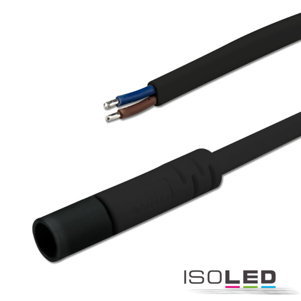 Mini-Plug Anschlussfassung female, 1m, 2x0,75, IP54, schwarz, max. 48V/6A