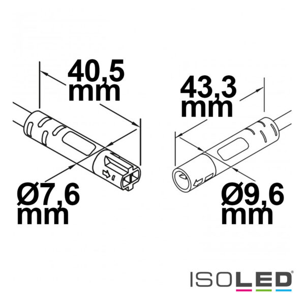 Mini-Plug Verlängerung male-female, 1m, 2x0,75, IP54, weiß-grün, max. 48V/6A