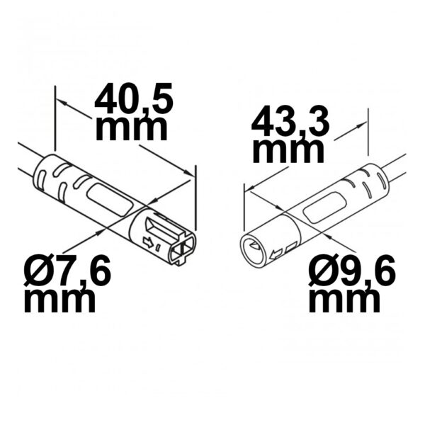Mini-Plug Verlängerung male-female, 1m, 2x0,75, IP54, schwarz, max. 48V/6A