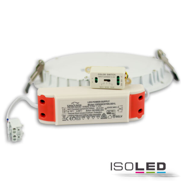 LED Downlight, 24W, ultraflach, ColorSwitch 2600|3100|4000K, dimmbar