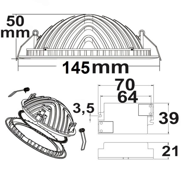 LED Downlight LUNA 15W, indirektes Licht, weiß, warmweiß