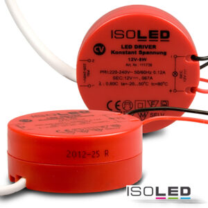 LED Trafo 12V/DC, 0-8W, runde Bauform, SELV