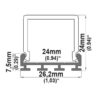 Abdeckung eckig, frosted für Profil WING, L: 200cm