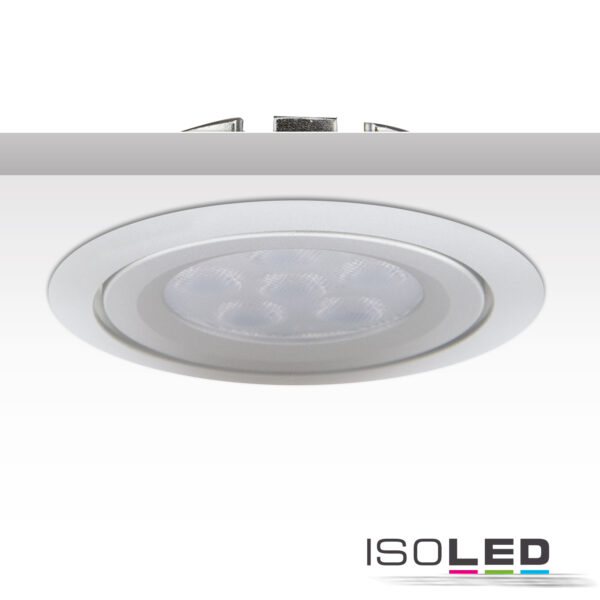 LED Einbaustrahler, silber, 8W, 72°, rund, warmweiß, dimmbar