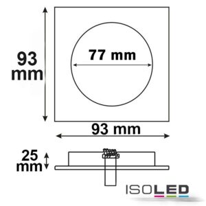 111062_skizze Einbaurahmen BRUSH eckig, Loch 78mm, Alu gebürstet, für GU10/MR16 Spots