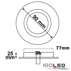 111063_skizze Einbaurahmen BRUSH rund, Loch 78mm, Alu gebürstet, für GU10/MR16 Spots