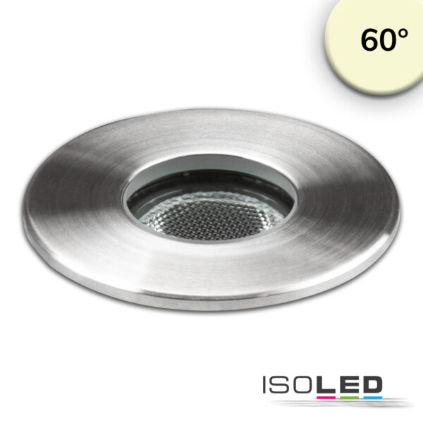 LED Einbaustrahler, Edelstahl , 2W, 60°, IP67, 12V AC/DC, warmweiß