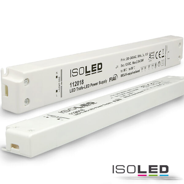 LED Trafo 12V/DC, 0-30W, SELV, ultraflach, schmal