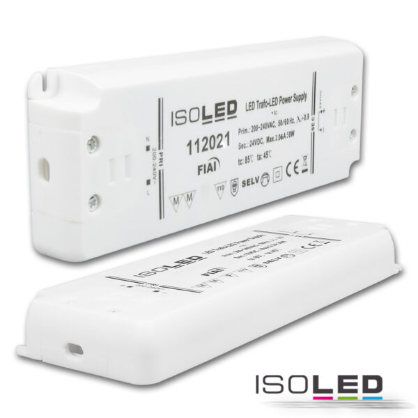 LED Trafo 24V/DC, 0-50W, SELV, ultraflach