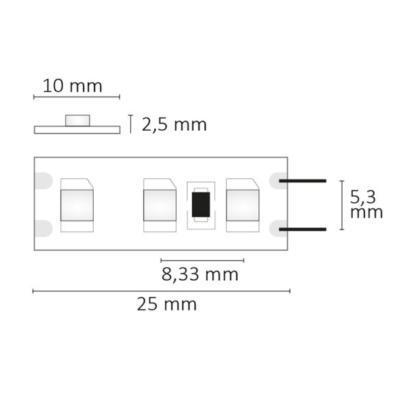 LED SIL825 Flexband, 12V DC, 9,6W, IP20, 2500K, 5m Rolle, 120 LED/m