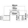 Installationskanal für Einbauprofile WING, L: 200cm für 12,5mm Rigips-Platten