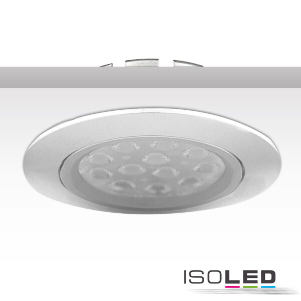 LED Einbaustrahler, silber, 15W, 72°, rund, neutralweiß, dimmbar