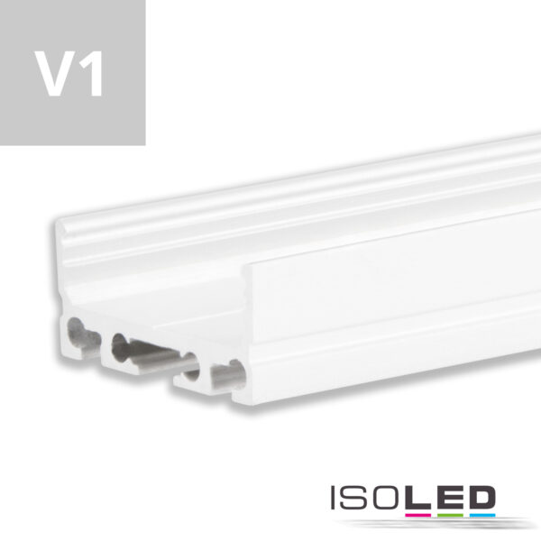 LED Aufbauprofil SURF24 FLAT V1 Aluminium pulverbeschichtet weiß RAL 9010, 200cm