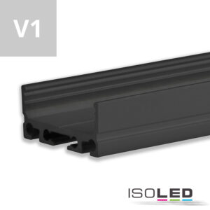 LED Aufbauprofil SURF24 FLAT V1 Aluminium schwarz RAL 9005, 200cm