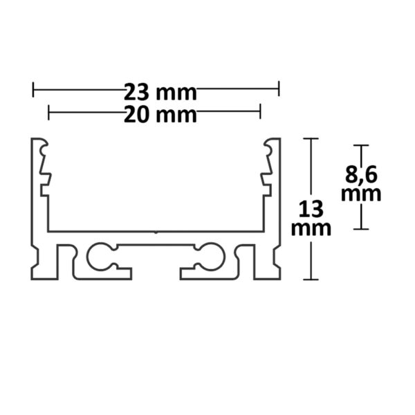 LED Aufbauprofil IL-ALU20 eloxiert, 200cm