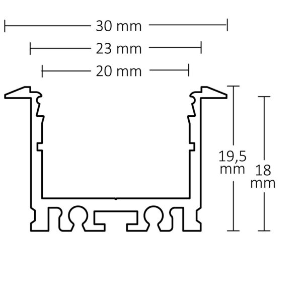 LED Einbauprofil IL-ALU20 eloxiert, 200cm