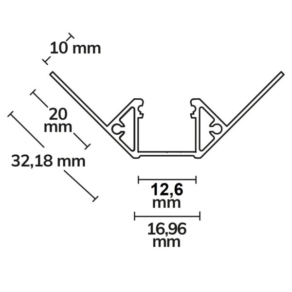 LED Fliesenprofil Inneneck, 250cm