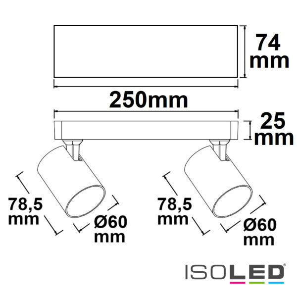 Wand-/Deckenleuchte GU10 Dual, IP20, weiß, exkl. Leuchtmittel