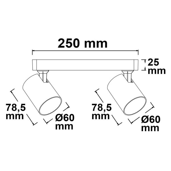 Wand-/Deckenleuchte GU10 Dual, IP20, schwarz, exkl. Leuchtmittel
