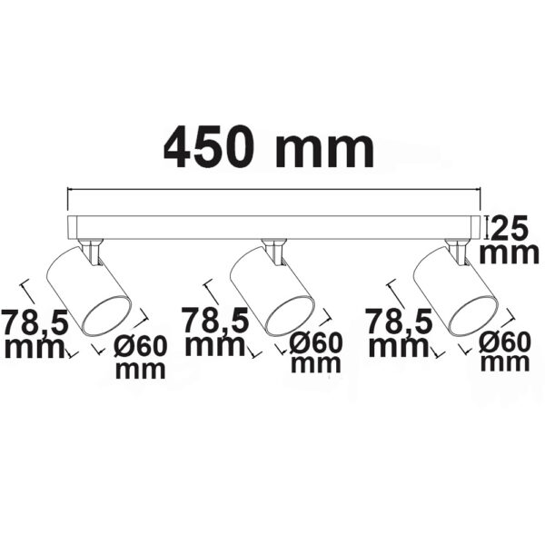 Wand-/Deckenleuchte GU10 Triple, IP20, weiß, exkl. Leuchtmittel